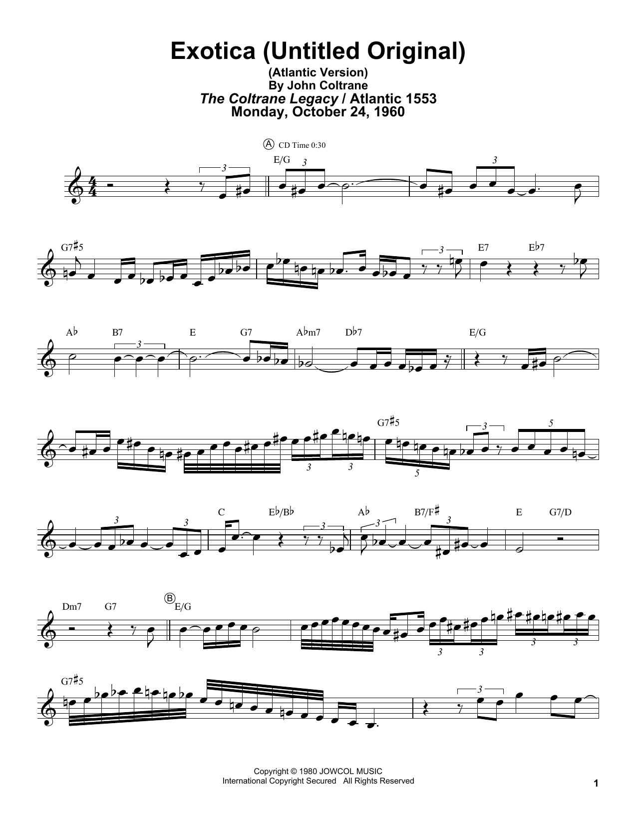 Product gallery: Page 1 of 1 Exotica (Untitled Original) (Atlantic Version), John Coltrane