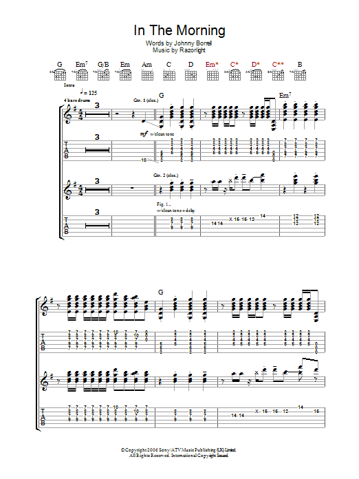 Produktgalerie: Seite 1 von 1 In The Morning, Razorlight, Gitarre