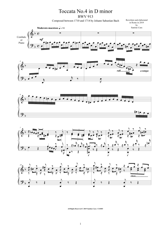 Produktbild zu: Toccata Nr. 4 D-Moll BWV 913Johann Sebastian Bach