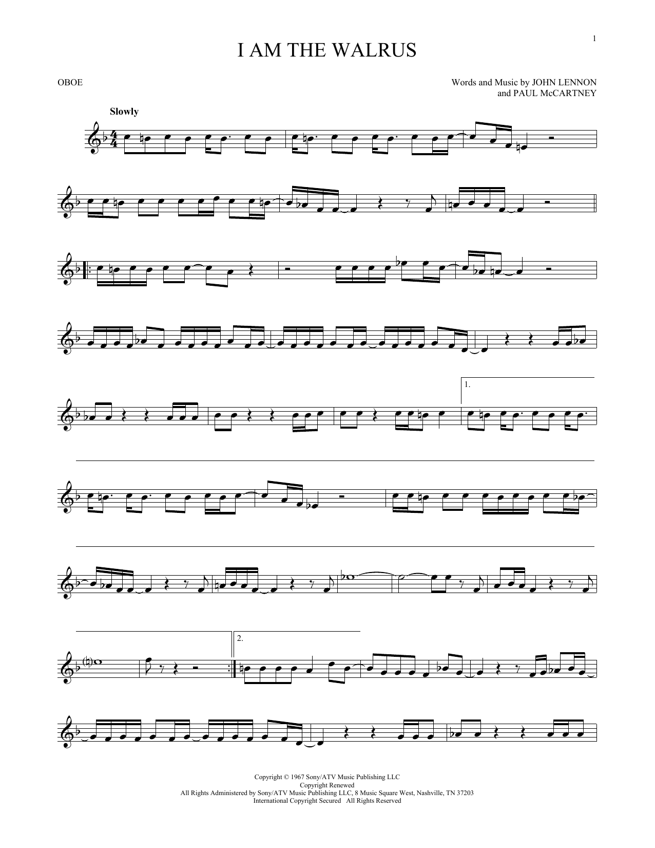 Produktgalerie: Seite 1 von 1 I Am The Walrus, The Beatles, Oboe