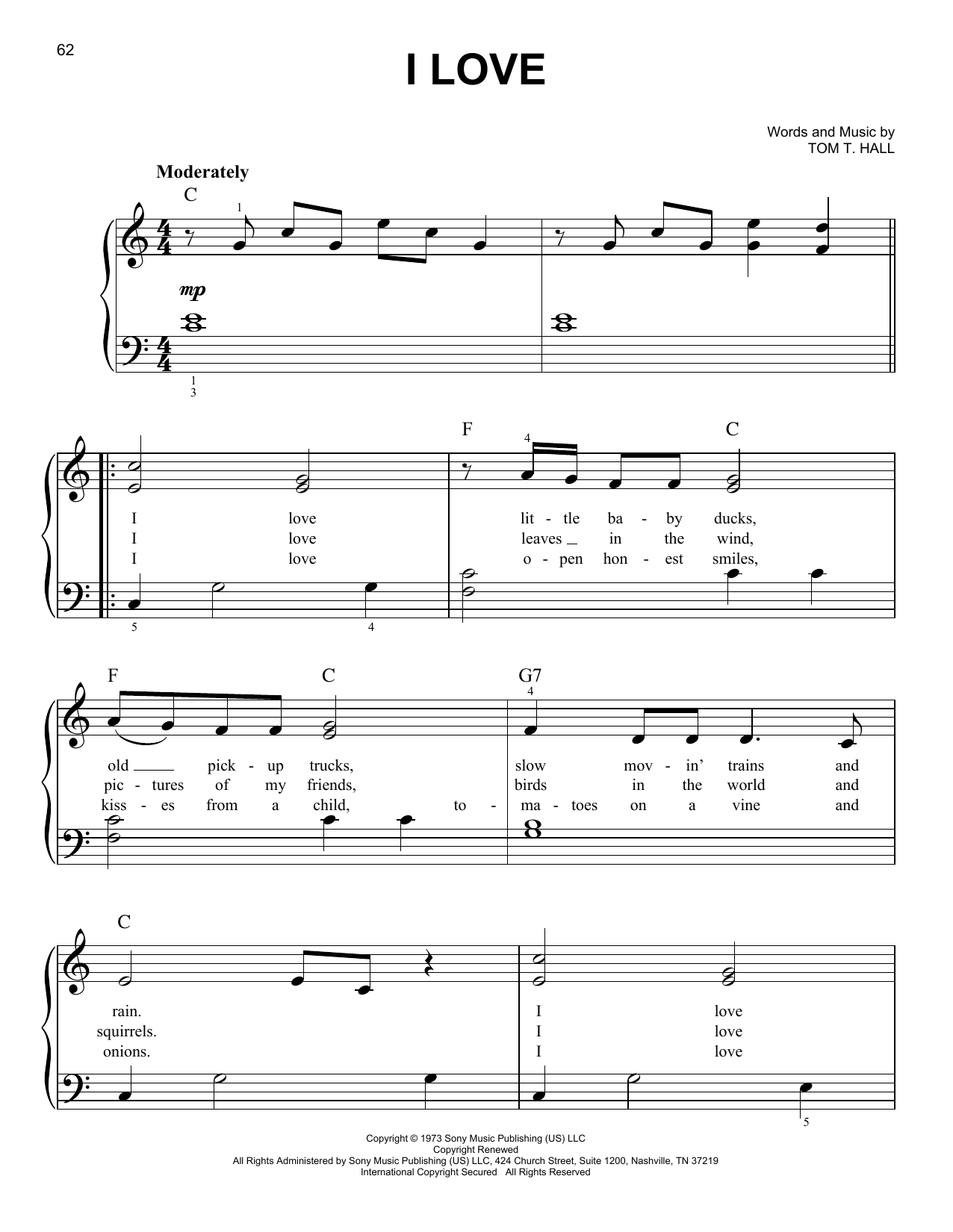 Produktgalerie: Seite 1 von 1 I Love, Tom T. Hall, Klavier