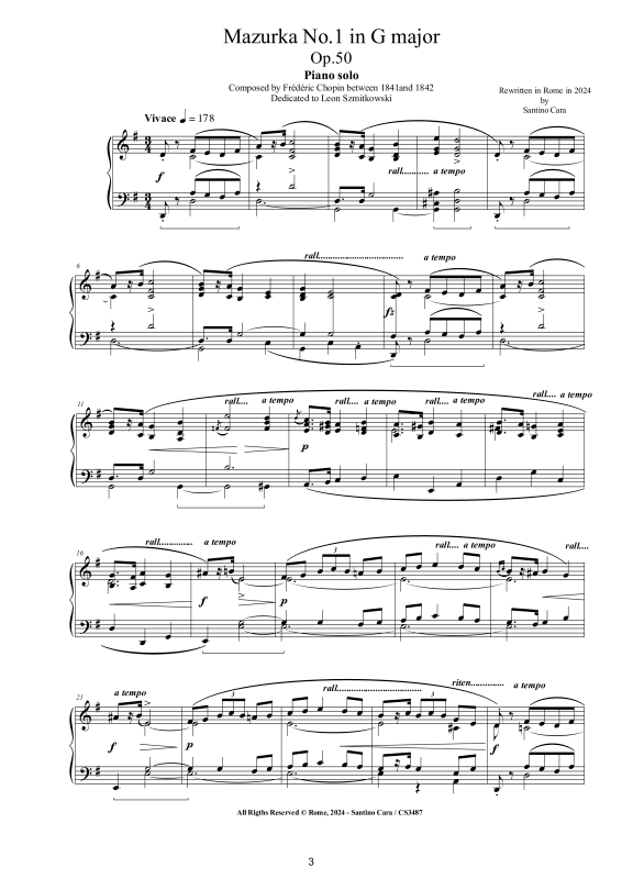 Produktgalerie: Seite 1 von 11 3 Mazurkas Op. 50 für Klavier - Vollständige Partituren, , Klavier Solo
