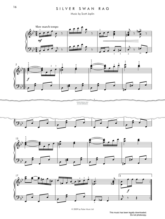 Produktgalerie: Seite 1 von 1 Silver Swan Rag, Scott Joplin, Klavier