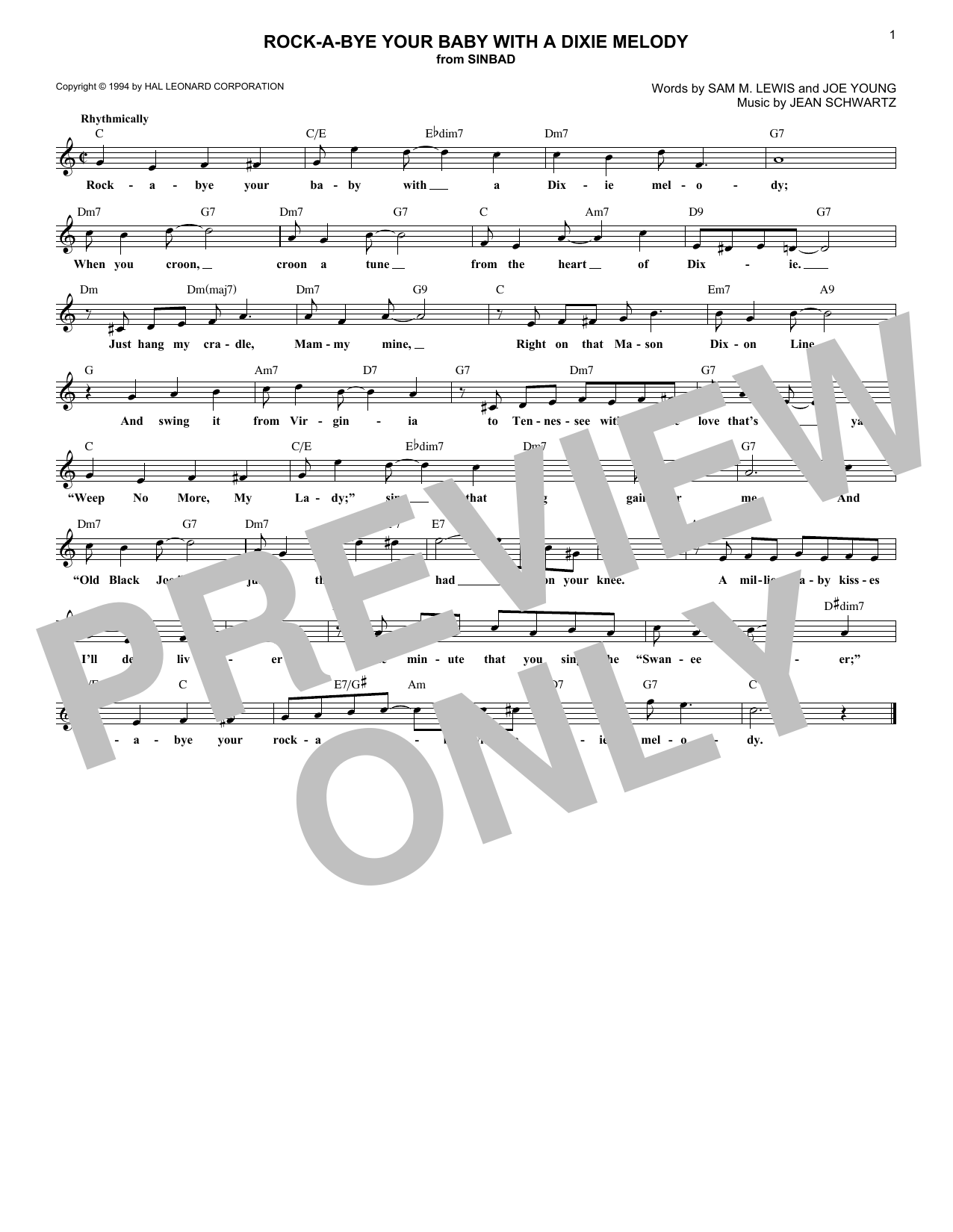 Product picture to: Rock-A-Bye Your Baby With A Dixie Melody