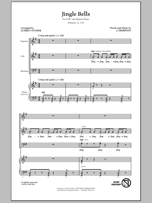 Produktbild zu: Jingle Bells (arr. Audrey Snyder)