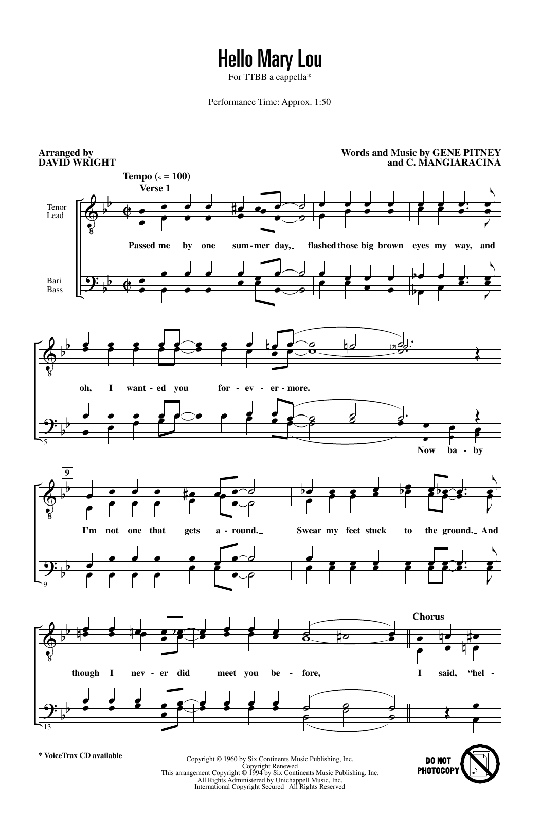 Produktbild zu: Hello Mary Lou (arr. David Wright)