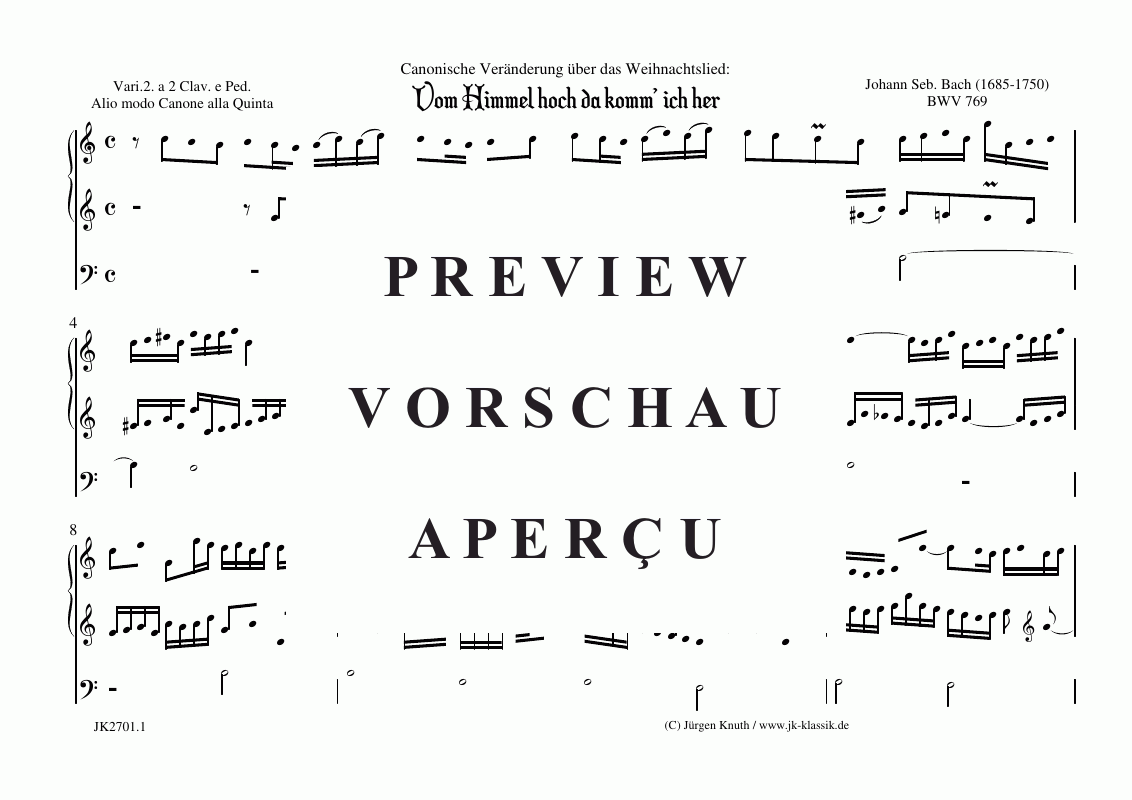 Product gallery: Page 2 of 5 Vom Himmel hoch da komm´ ich her BWV 769 Variation 2. , , (Orgel Solo)