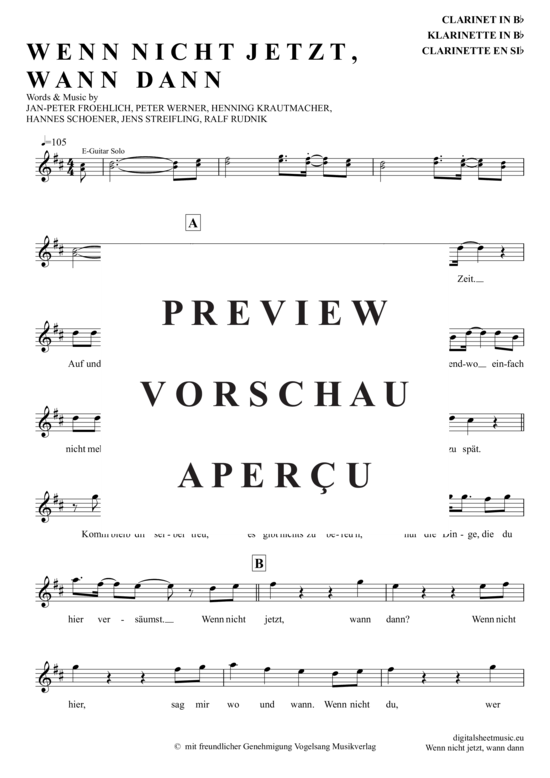 Product gallery: Page 2 of 4 Wenn Nicht Jetzt, Wann Dann , Höhner, Clarinet in B-flat