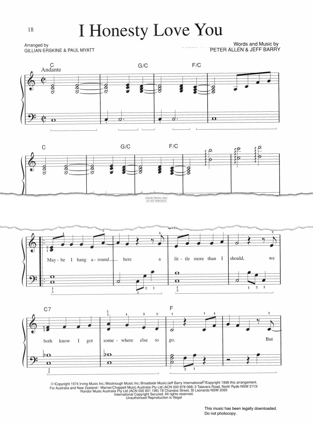 Produktgalerie: Seite 1 von 1 I Honestly Love You, Peter Allen, Gesang, Gitarre, Klavier
