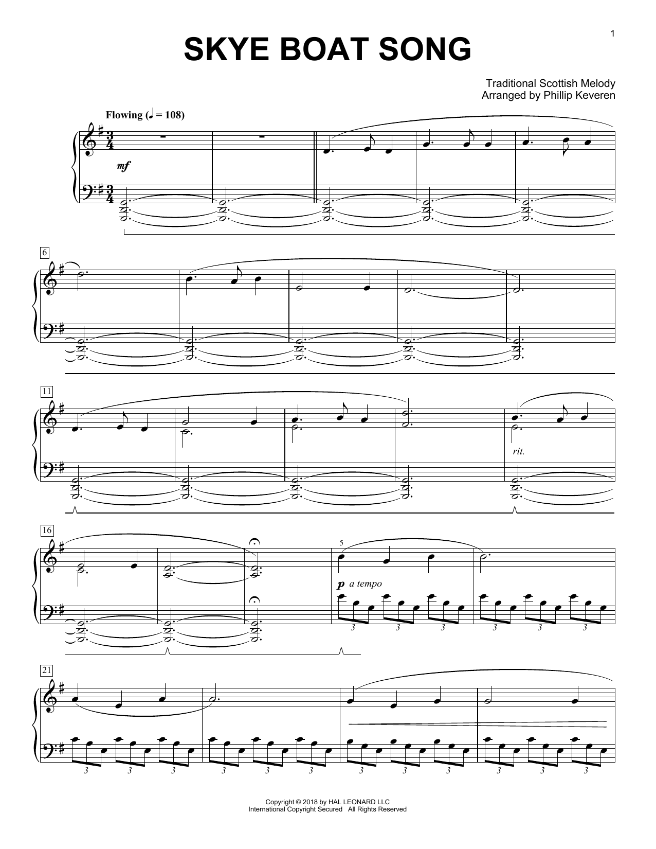 Product gallery: Page 1 of 1 Skye Boat Song [Classical version] (arr. Phillip Keveren), Robert Louis Stevenson