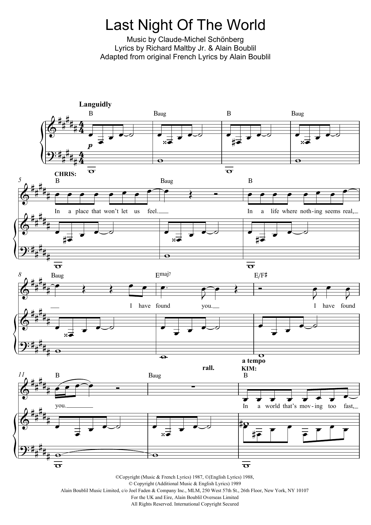 Produktbild zu: The Last Night Of The World (from Miss Saigon)