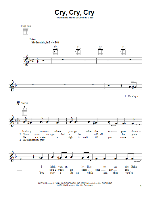 Product gallery: Page 1 of 1 Cry, Cry, Cry, Johnny Cash