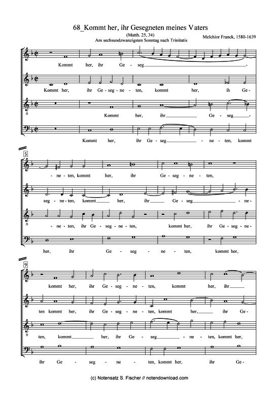 Product picture to: Kommt her, ihr Gesegneten meines Vaters Melchior Franck (1580-1639)
