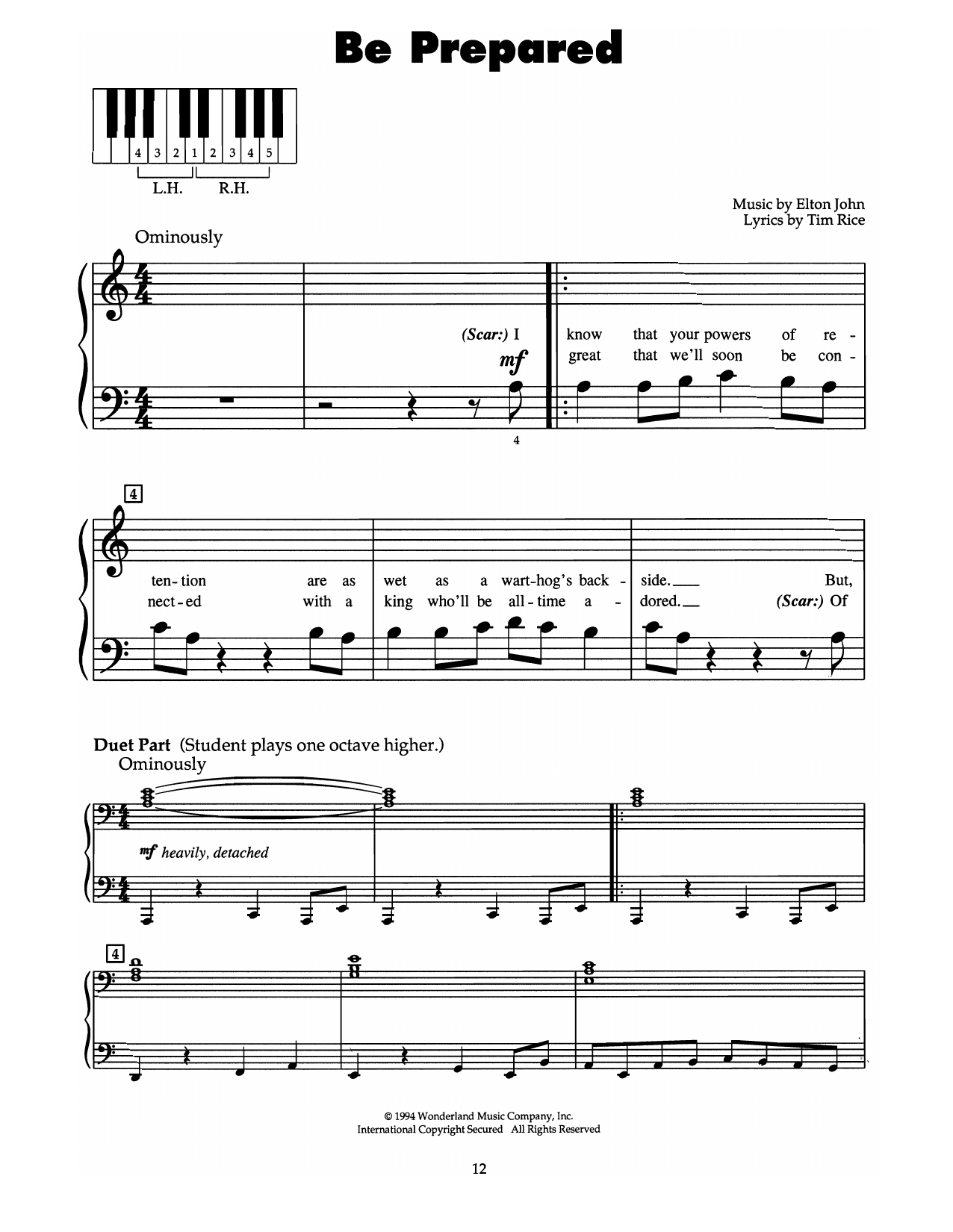 Product gallery: Page 1 of 1 Be Prepared (from The Lion King), Elton John