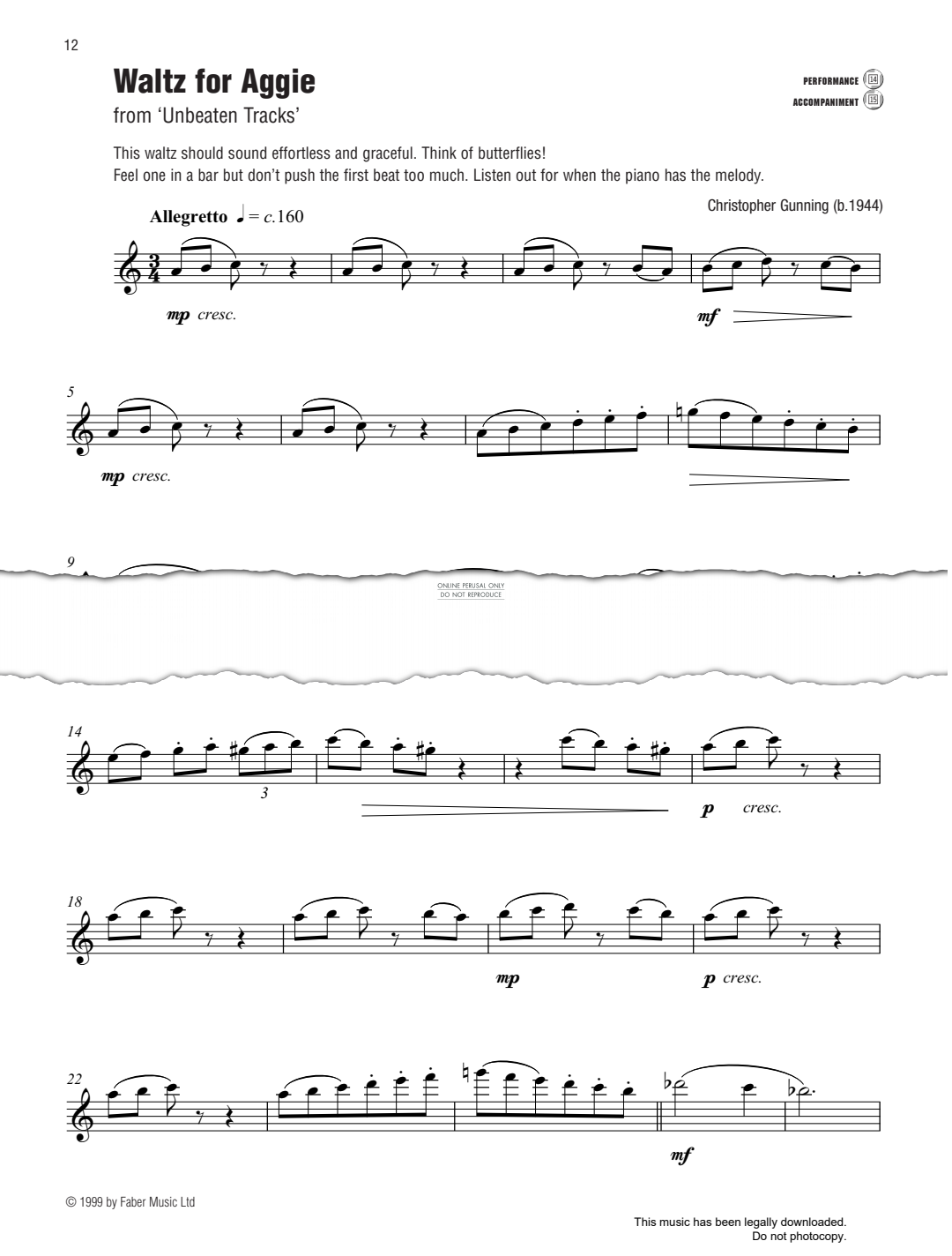Product gallery: Page 1 of 1 Waltz for Aggie (from 'Unbeaten Tracks'), Christopher Gunning