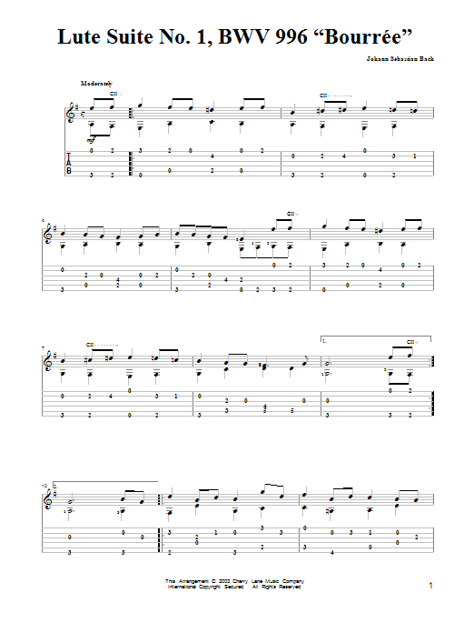 Produktbild zu: Lute Suite No. 1, BWV 996 "Bourree"