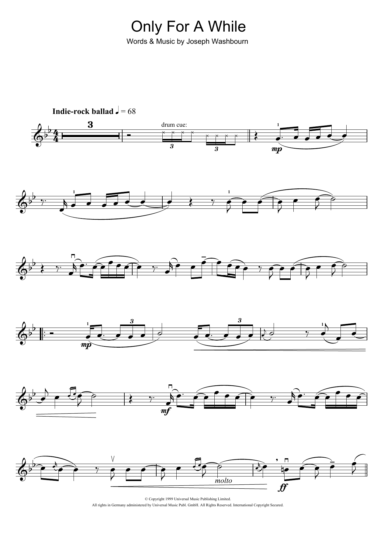 Only For A While - sheet music by Toploader - smd-107243 notendownload