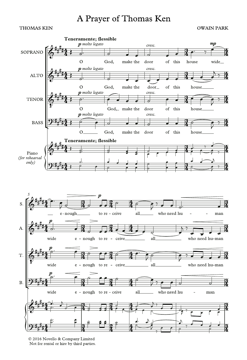 Produktbild zu:  Prayer Of Thomas Ken - Owain Park