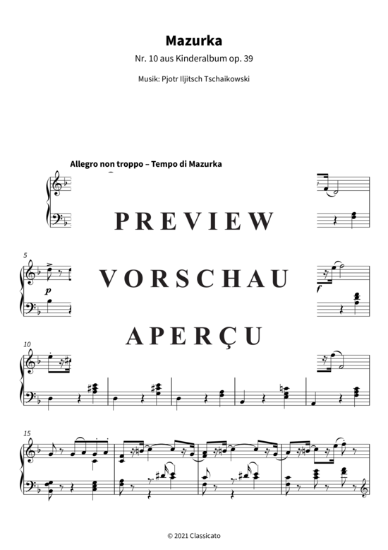 Produktgalerie: Seite 4 von 6 Mazurka - Nr. 10 aus Kinderalbum op. 39 , , Klavier Solo