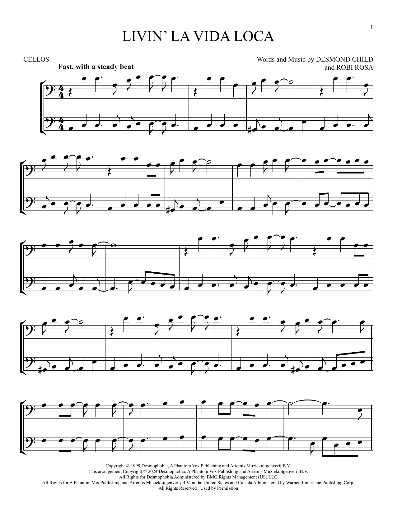 Produktgalerie: Seite 1 von 1 Livin' La Vida Loca, Ricky Martin, Violoncello