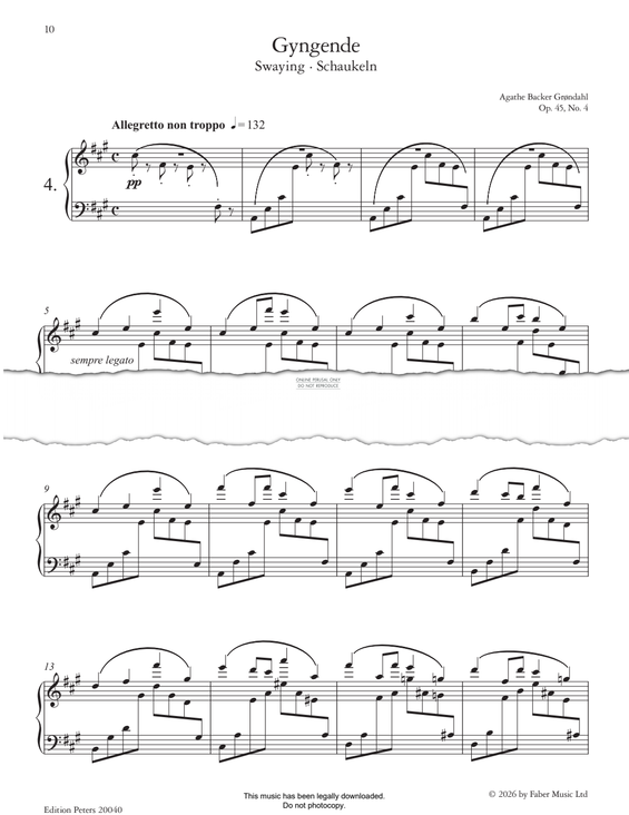 Produktgalerie: Seite 1 von 1 Gyngende (Swaying) from Fantasy Pieces Op.45, No.4, Agathe Backer Grøndahl, Klavier