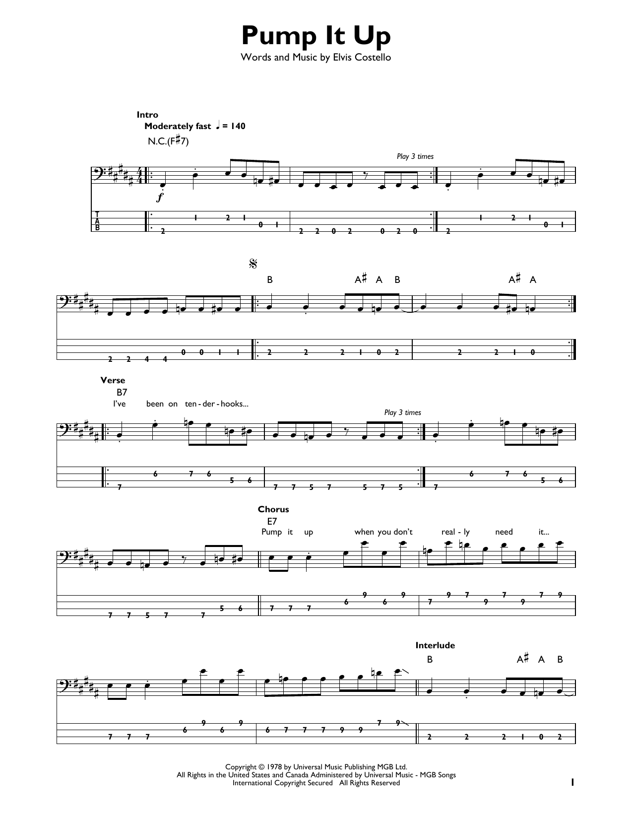 Produktgalerie: Seite 1 von 1 Pump It Up, Elvis Costello, E-Bass, Gitarre