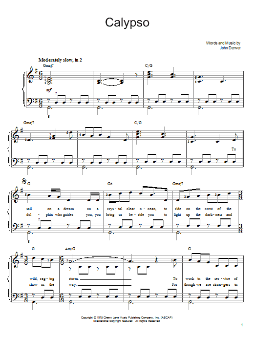 Produktgalerie: Seite 1 von 1 Calypso, John Denver, Klavier