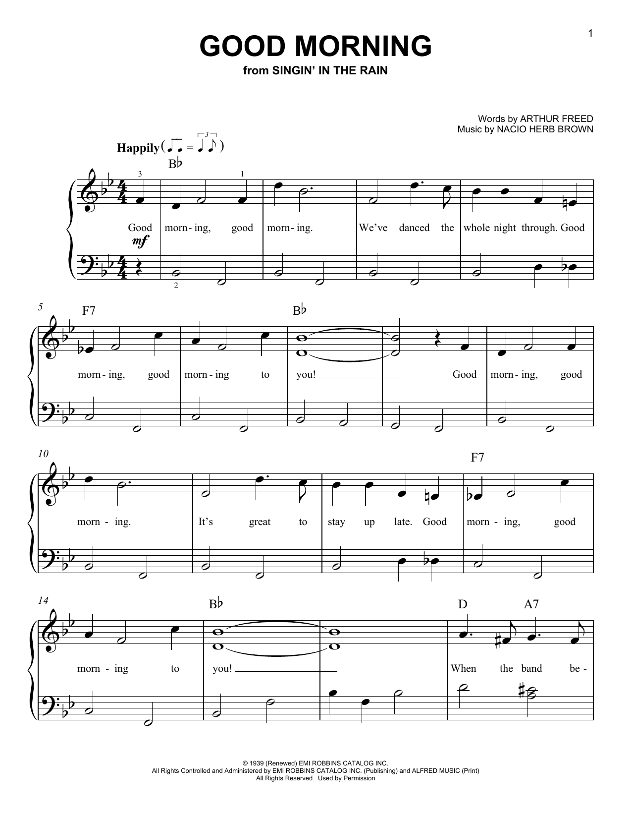 Produktgalerie: Seite 1 von 1 Good Morning (from Singin' In The Rain), Arthur Freed, Klavier