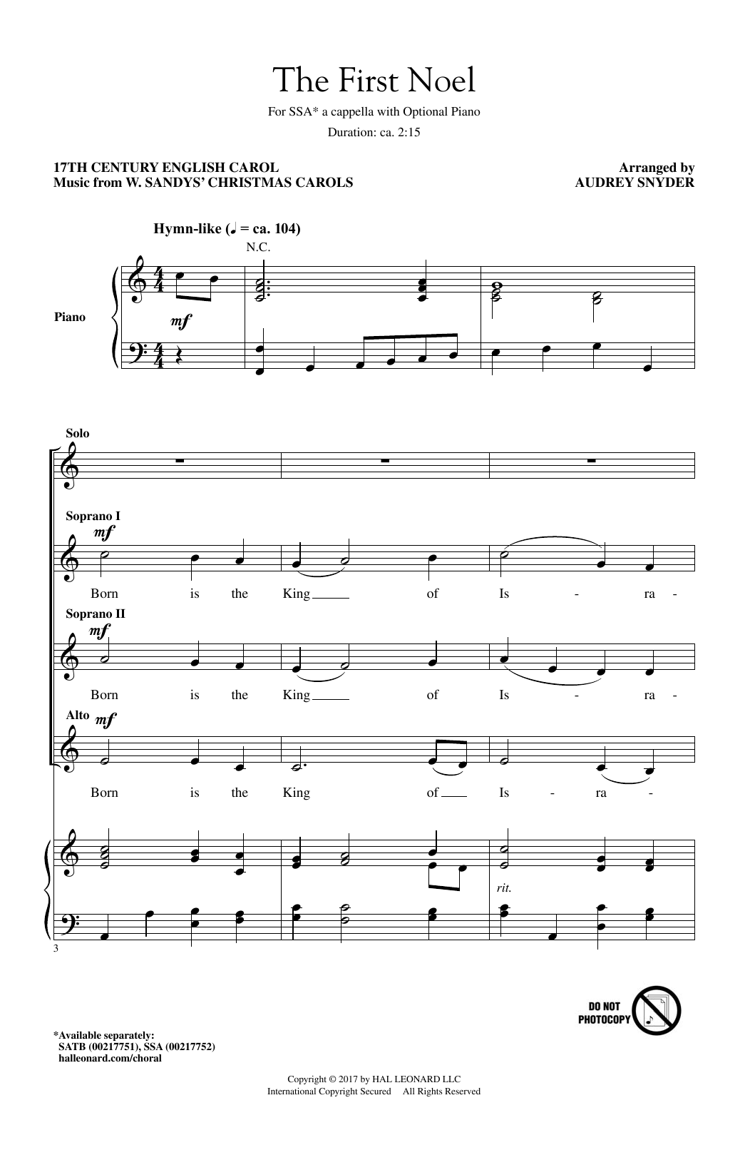 Produktgalerie: Seite 1 von 1 The First Noel, Audrey Snyder, Chor