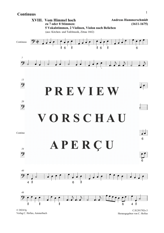 Produktgalerie: Seite 8 von 10 Vom Himmel hoch (Einzelstimmen), , Gemischtes Ensemble 2 Violinen, Violon und BC