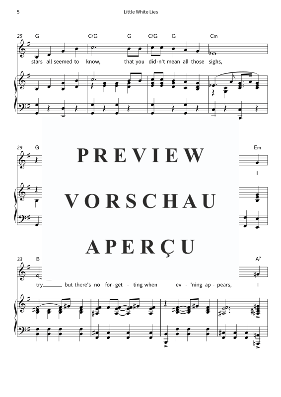Produktgalerie: Seite 7 von 8 Little White Lies - Timeless Tin Pan Alley Classic - Vocal & Piano in G Major with Lyrics, , Gesang und Klavier