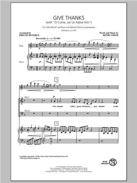 Product picture to: Give Thanks (with O Come Let Us Adore Him) (arr. Phillip Keveren)