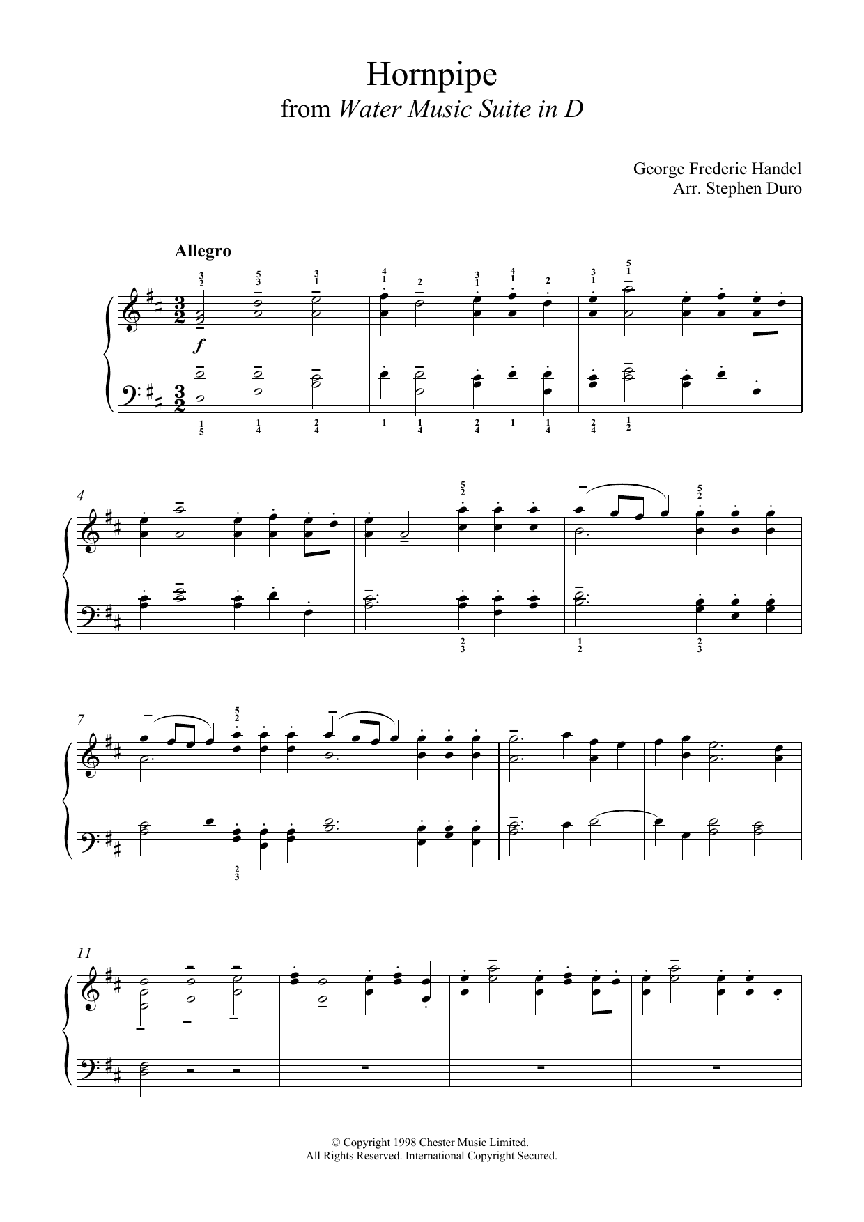Product gallery: Page 1 of 1 Hornpipe (from The Water Music Suite), George Frideric Handel