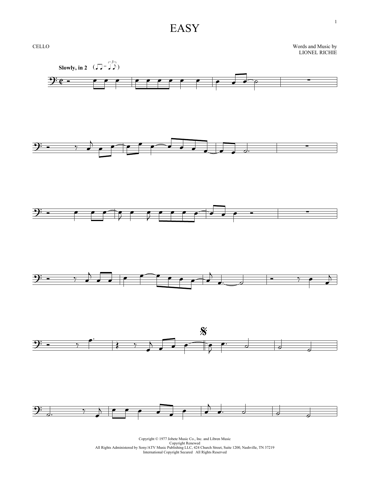 Produktgalerie: Seite 1 von 1 Easy, The Commodores, Violoncello