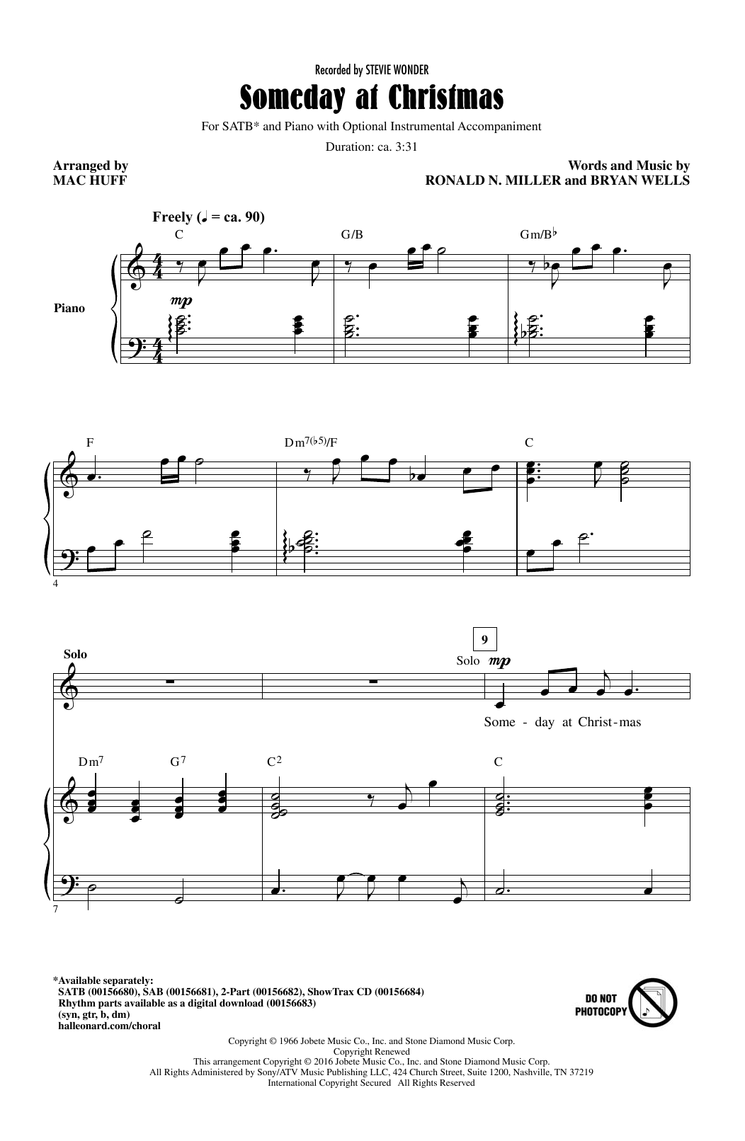 Produktbild zu: Someday At Christmas (arr. Mac Huff)