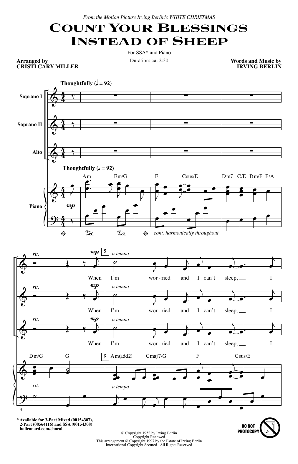 Produktgalerie: Seite 1 von 1 Count Your Blessings Instead Of Sheep (arr. Cristi Cary Miller), Irving Berlin, Chor