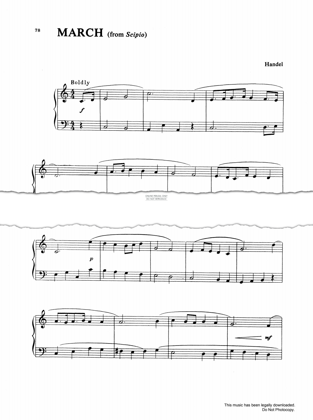 Produktgalerie: Seite 1 von 1 March (from 'Scipio'), George Frideric Handel, Klavier