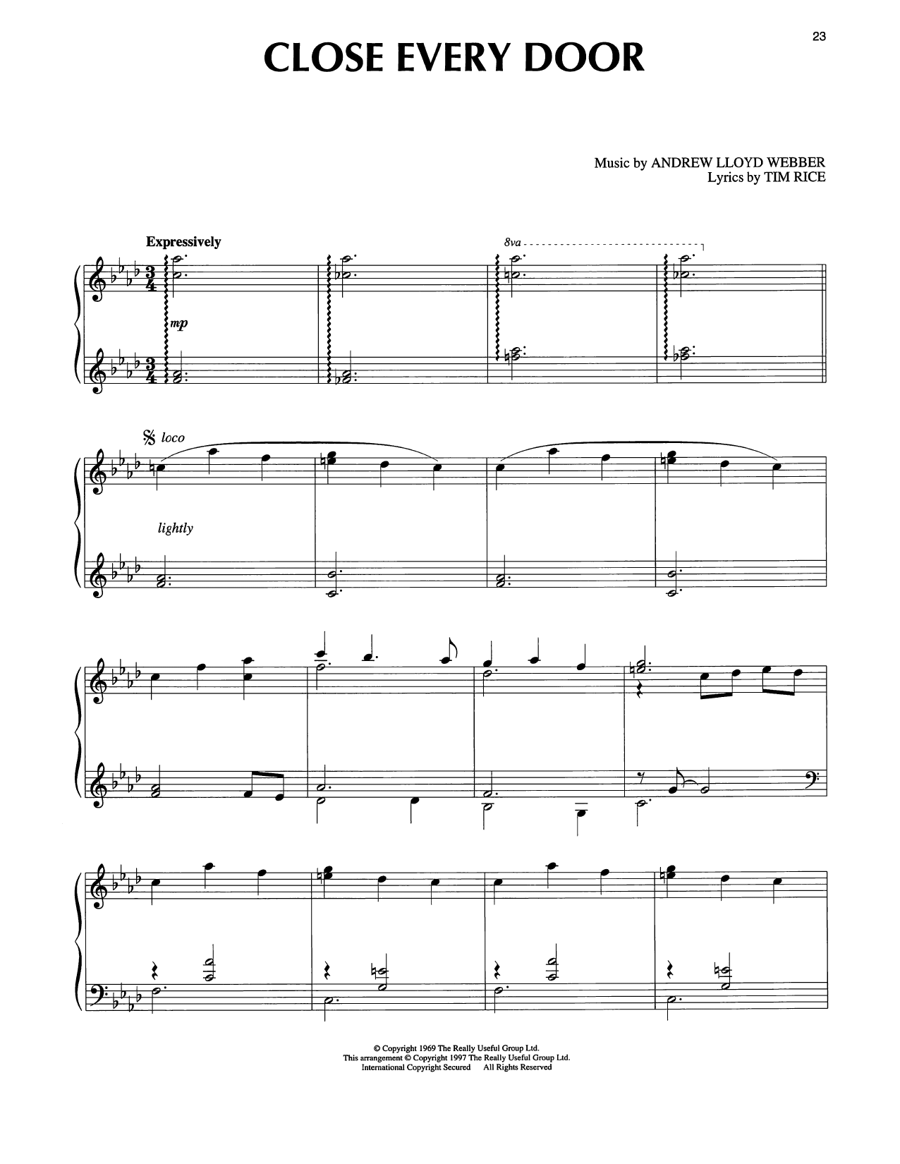 Produktgalerie: Seite 1 von 1 Close Every Door (from Joseph And The Amazing Technicolor Dreamcoat), Tim Rice, Klavier