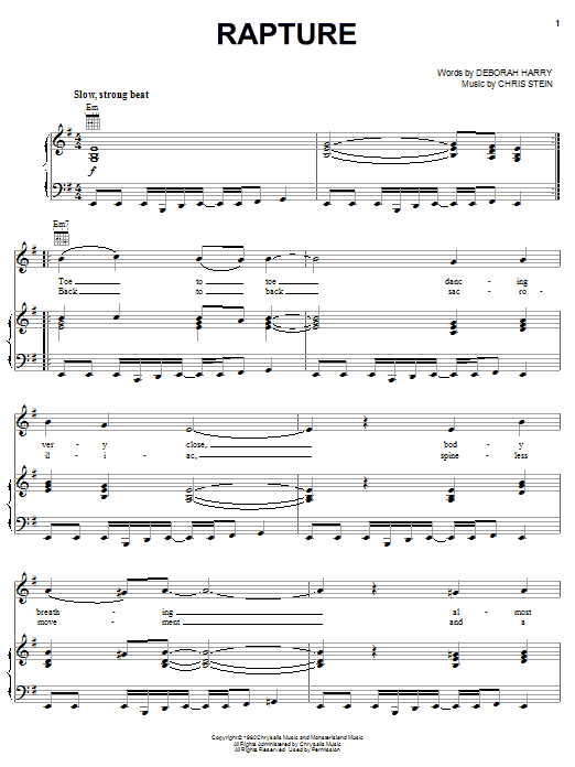 Produktgalerie: Seite 1 von 1 Rapture, Blondie, Gesang, Gitarre, Klavier