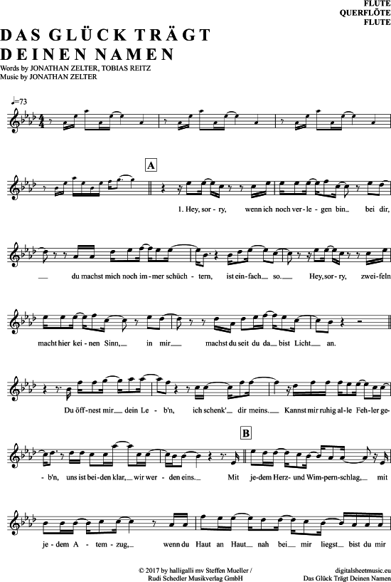 Product gallery: Page 1 of 4 Das Glück Trägt Deinen Namen , Zelter, Jonathan, (transverse flute)