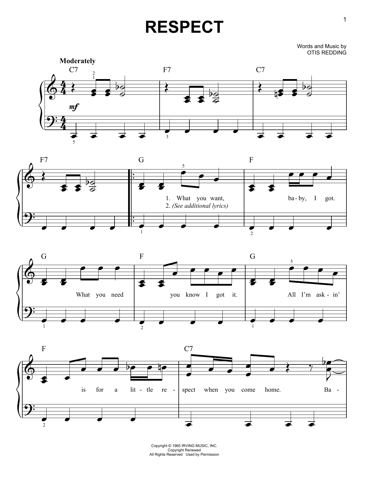 Produktgalerie: Seite 1 von 1 Respect, Aretha Franklin, Klavier