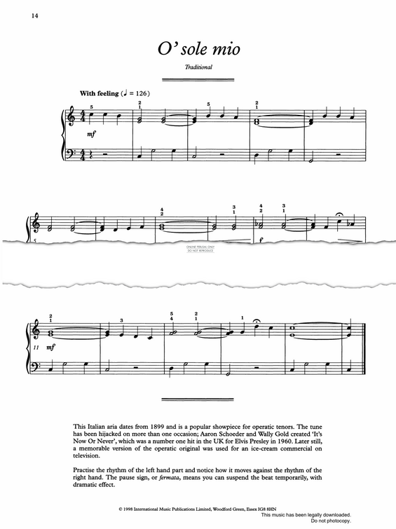 Produktgalerie: Seite 1 von 1 O Sole Mio, Eduardo Di Capua, Klavier