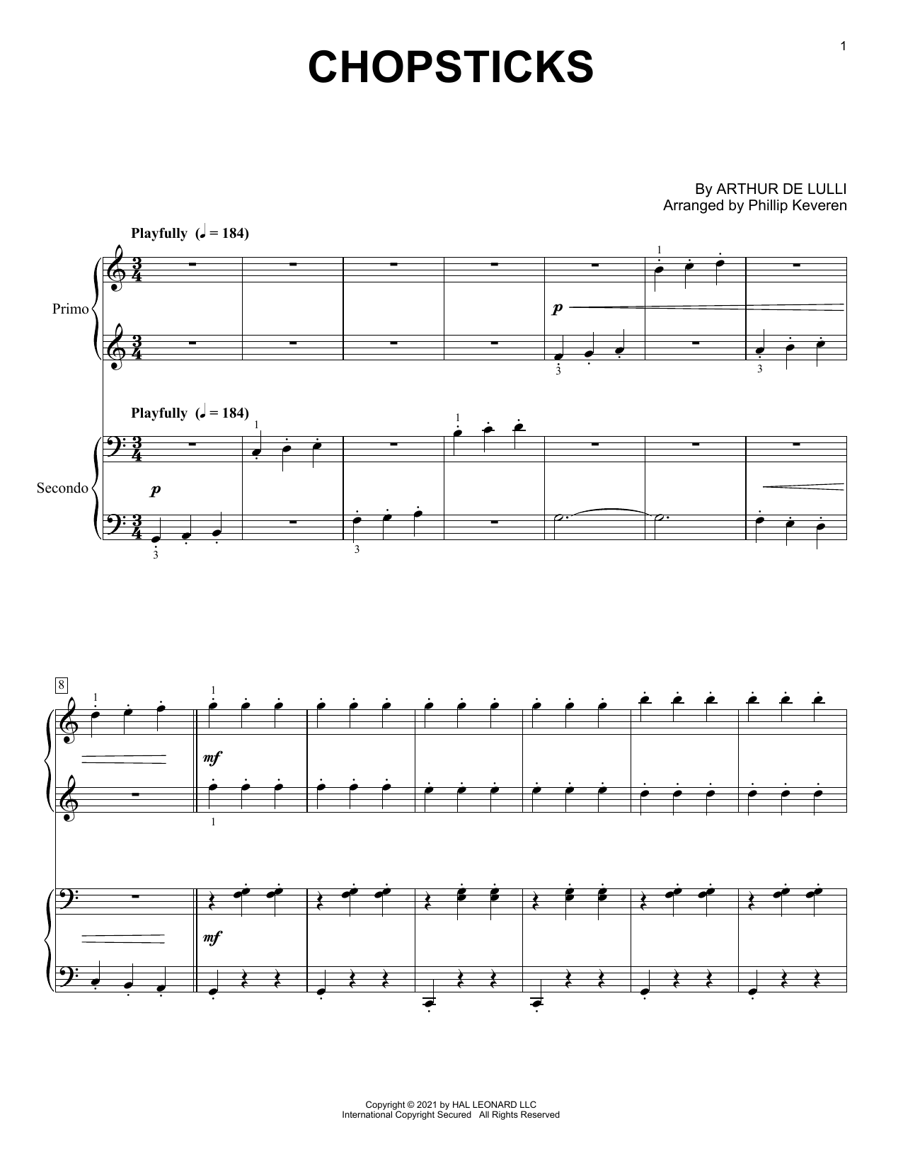Produktbild zu: Chopsticks (arr. Phillip Keveren)