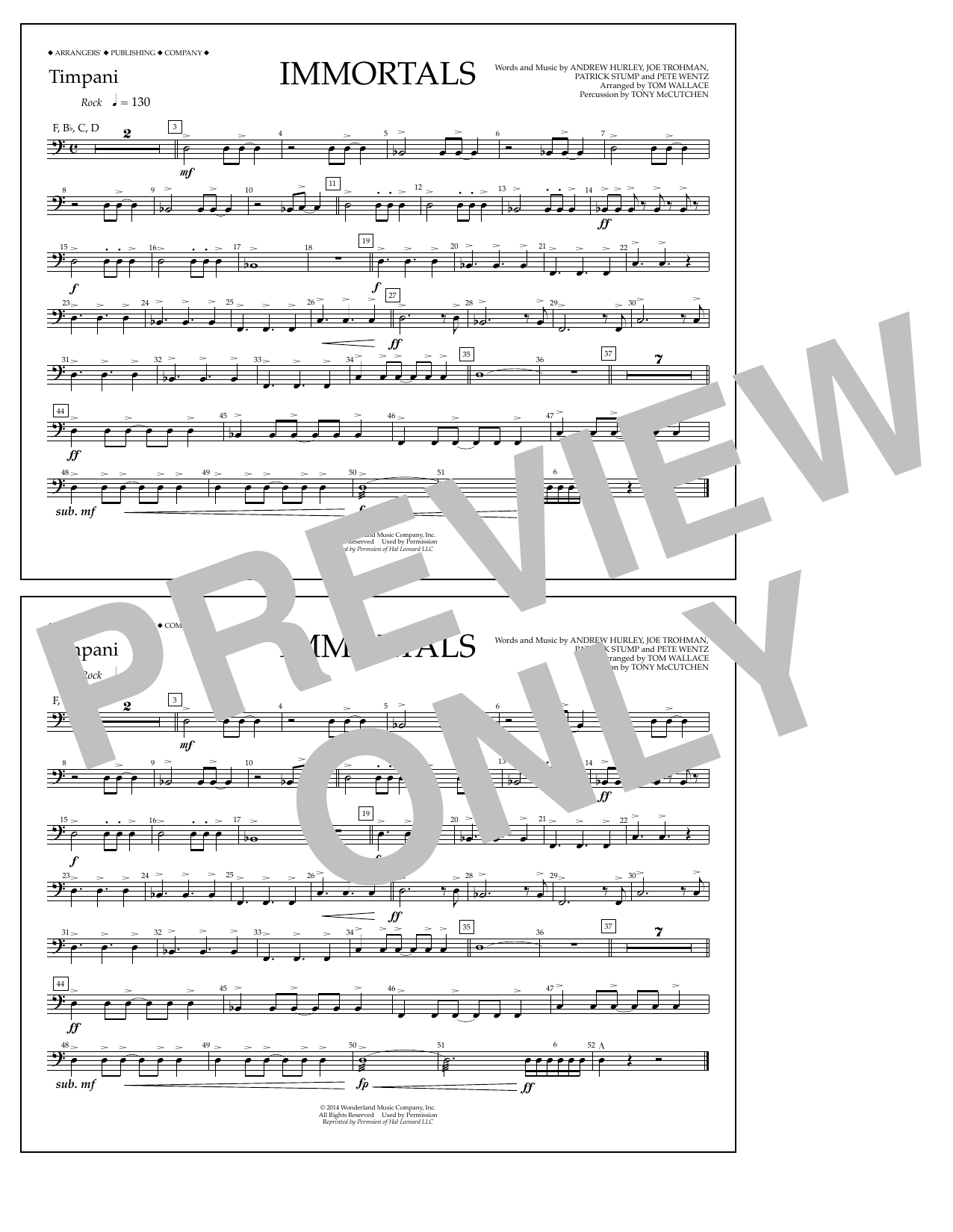Produktbild zu: Immortals (from Big Hero 6) (arr. Tom Wallace) - Timpani