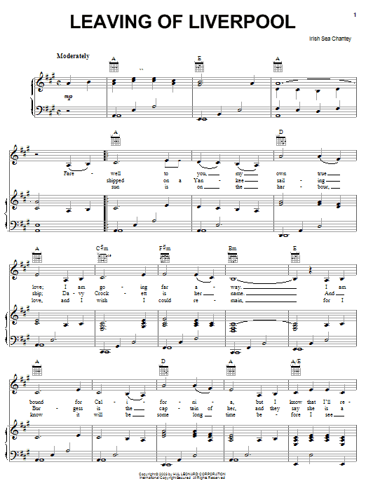 Produktgalerie: Seite 1 von 1 Leaving Of Liverpool, Irish Sea Chanty, Gesang, Gitarre, Klavier