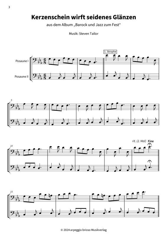 Product gallery: Page 1 of 8 Kerzenschein wirft seidenes Glänzen - aus dem Album Barock und Jazz zum Fest, , (Trombone duet)