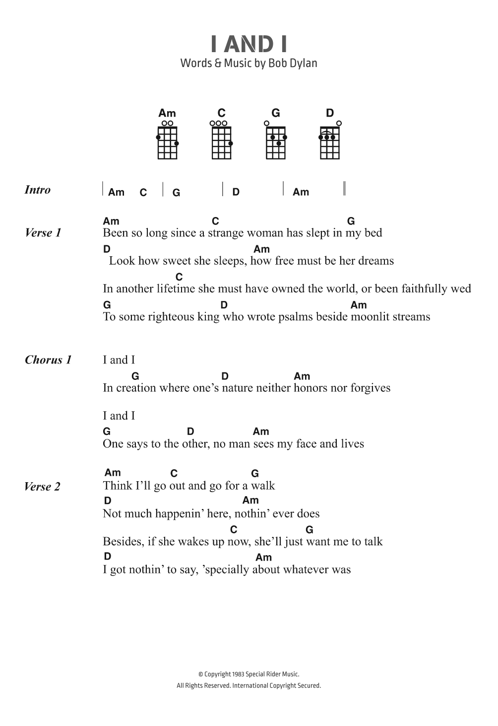 Produktgalerie: Seite 1 von 1 I And I, Bob Dylan, Gesang, Gitarre, Klavier