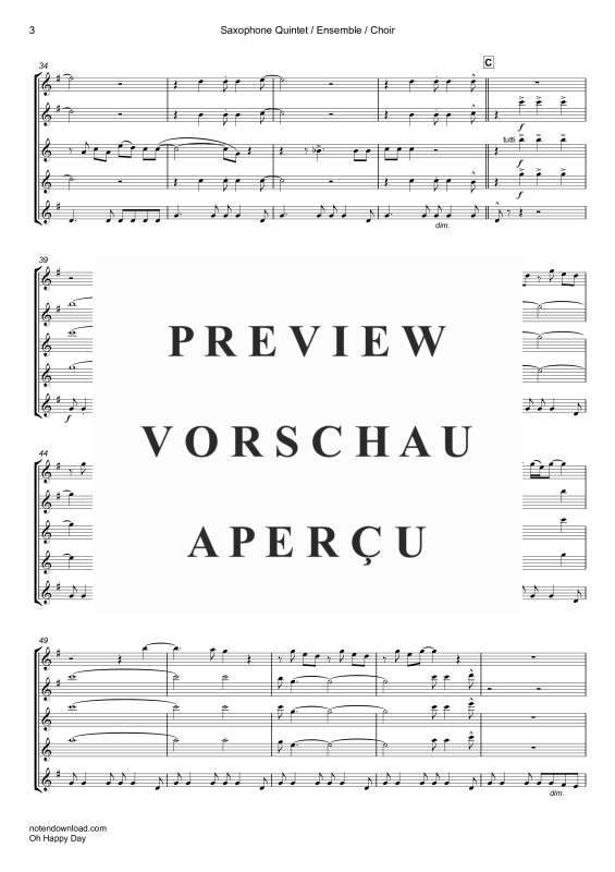 gallery: Oh Happy Day, Edwin Hawkins Singers, Saxophone quintet/ensemble/choir - electric bass with chords and drum set opt.