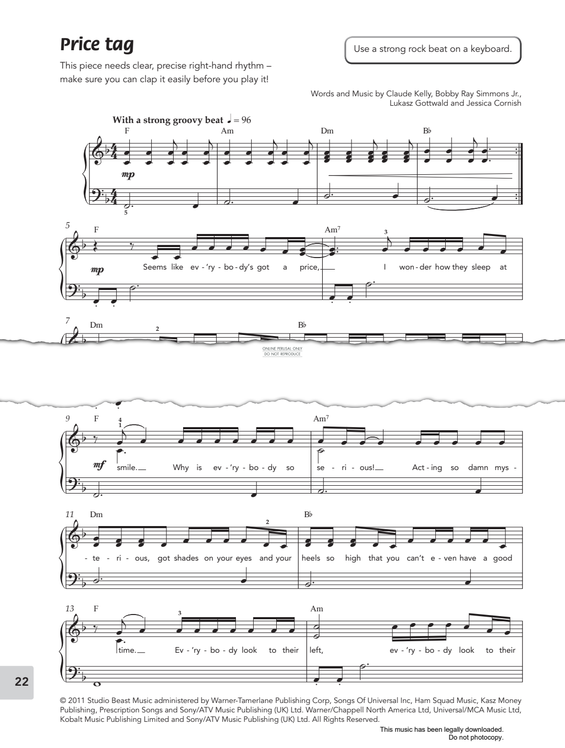 Produktgalerie: Seite 1 von 1 Price Tag, Jessie J, Klavier
