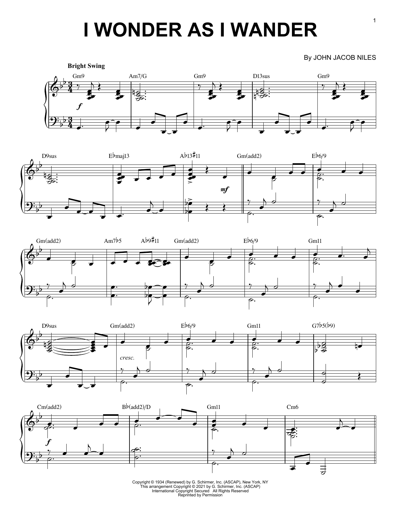 Product picture to: I Wonder As I Wander [Jazz version] (arr. Brent Edstrom)